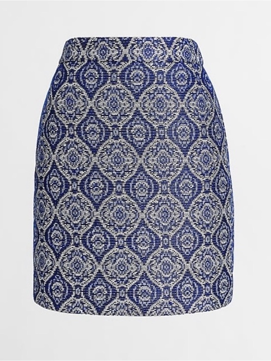 J. Crew Dresses & Skirts - J.Crew Blue and Gold Patterned Brocade Mini Skirt Size 6 Preppy